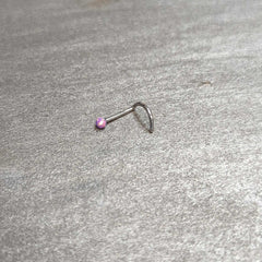 20G 1/4 Purple Synth Opal G23 Titanium Threadless Left Nose Screw