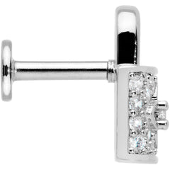 16G 1/4 Clear CZ Gem Lock It Up Labret