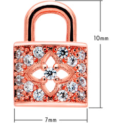 16G 1/4 Clear CZ Gem Rose Gold Tone Lock It Up Labret