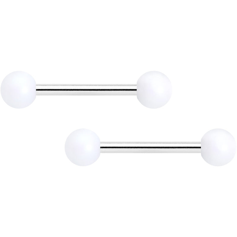 14G 9/16 Matte White Aurora Barbell Nipple Ring Set