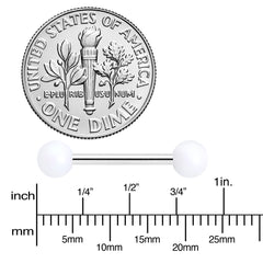 14G 9/16 Matte White Aurora Barbell Nipple Ring Set