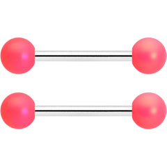 14G 9/16 Matte Pink Aurora Barbell Nipple Ring Set