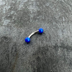 16G 5/16 Matte Blue Aurora Curved Eyebrow Ring