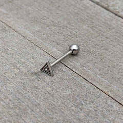 Clear Gem Double Triangle Barbell Tongue Ring