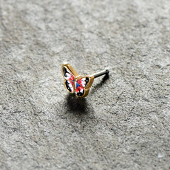 20G 1/4 Red Blue White Butterfly Nose Bone