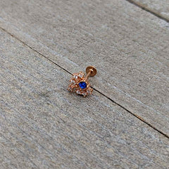 16G 5/16 Blue Gem Rosy Tone Glamour Flare Labret Monroe Tragus