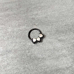16G 3/8 Aurora Gem Black Rococo Trio Heart Hinged Segment Ring