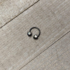 16G 3/8 Aurora Gem Black Heart Ends Horseshoe Circular Barbell