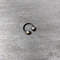 16G 3/8 Aurora Gem Black Heart Ends Horseshoe Circular Barbell
