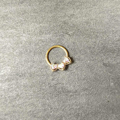 16G 3/8 Aurora Gem Gold Hue Rococo Trio Heart Hinged Segment Ring