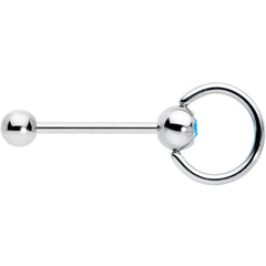 Blue Gem 316L Surgical Steel Captive Ring End Barbell Tongue Ring