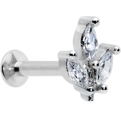 16G 5/16 Clear CZ Gem Threadless Leaves Labret Monroe Tragus