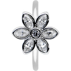 20G 5/16 Clear Gem Fancy Flower Seamless Nose Hoop