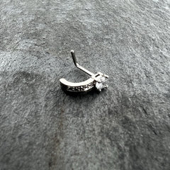 20G 1/4 Clear Gem Texture Glam Faux Hoop L Shape Nose Ring