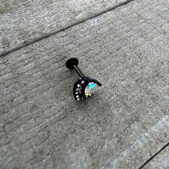 16G 5/16 Aurora Gem Black Rococo Hearts Labret Monroe Tragus