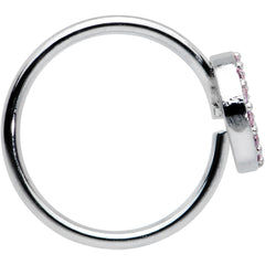 20G 5/16 Faint Pink Gem Retro Peace Sign Seamless Nose Hoop