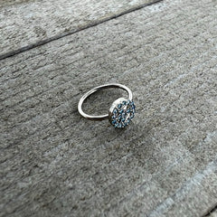 20G 5/16 Blue Gem Retro Peace Sign Seamless Nose Hoop