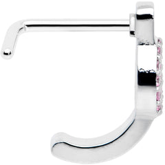 20G 5/16 Faint Pink Gem Retro Peace Sign Faux Hoop L Shape Nose Ring