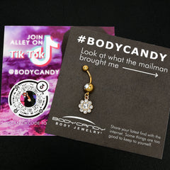 Clear Gem Gold Tone Whimsy Flower Dangle Belly Ring