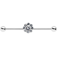 14G Clear Gem Whimsy Flower Industrial Barbell 38mm
