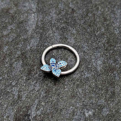 16G 3/8 Glamour Butterfly Hinged Segment Ring