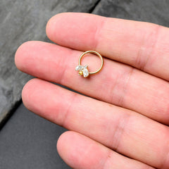16G 3/8 Yellow Gem Gold Tone Fashion Winged Bug Hinged Segment Ring
