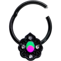 16G 3/8 Purple Tourmaline Black Lacy Drop Hinged Segment Ring