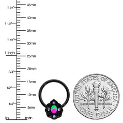16G 3/8 Purple Tourmaline Black Lacy Drop Hinged Segment Ring