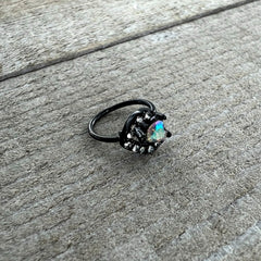 20G 5/16 Aurora Clear Gem Black Rococo Hearts Nose Hoop