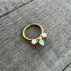 16G 3/8 White Synthetic Opal Gold Tone Trio Point Hinged Segment Ring