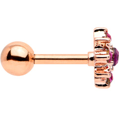 16G 1/4 Pink Gem Rose Gold Tone Rococo Star Cartilage Tragus