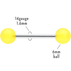 Bright Sunny Yellow Ends Barbell Tongue Ring