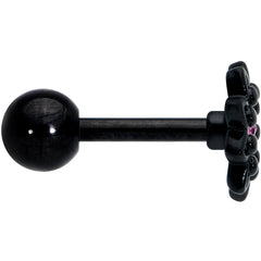 16G 1/4 Pink Gem Black Midnight Flower Cartilage Tragus Earring