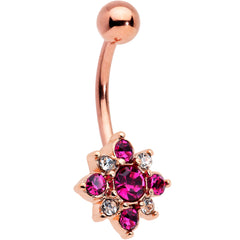 Pink Clear Gem Rose Gold Tone Rococo Star Belly Ring