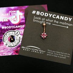 Pink Clear Gem Rose Gold Tone Rococo Star Belly Ring