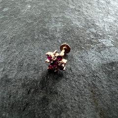 16G 5/16 Pink Gem Rose Gold Tone Sumptuous Star Labret Tragus