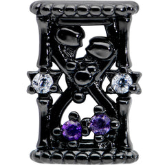 16G 1/4 Purple Gem Black Gothic Hourglass Cartilage Tragus Earring