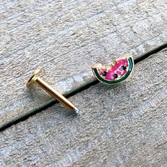 16G 5/16 Gold Tone Watermelon Bite Labret Monroe Tragus