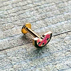 16G 1/4 Gold Tone Watermelon Bite Labret