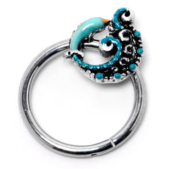 16G 3/8 Leaping Blue Dolphin Hinged Segment Ring