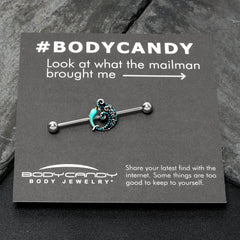 14G Leaping Blue Dolphin Industrial Barbell 38mm