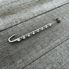 Clear CZ Gem Links Ear Cuff Bar Earring
