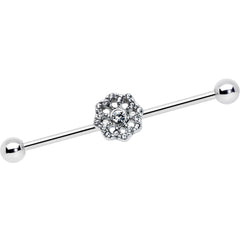 14G Clear Gem Baroque Fabulous Flower Industrial Barbell 38mm