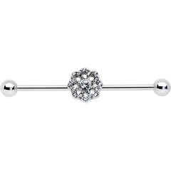 14G Clear Gem Baroque Fabulous Flower Industrial Barbell 38mm