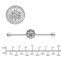 14G Clear Gem Baroque Fabulous Flower Industrial Barbell 38mm