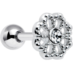 16G 1/4 Clear Gem Baroque Fabulous Flower Cartilage Tragus Earring
