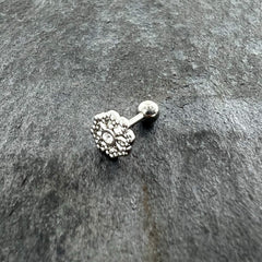 16G 1/4 Clear Gem Baroque Fabulous Flower Cartilage Tragus Earring