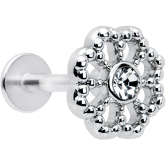 16G 5/16 Clear Gem Baroque Fabulous Flower Labret Monroe Tragus