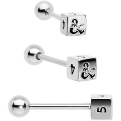 Licensed Dungeons & Dragons Dice Red Clear Barbell Tongue Ring Set of 4