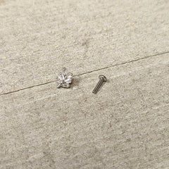 16G 1/4 Clear CZ Gem Leafy Branch Threadless Labret Tragus